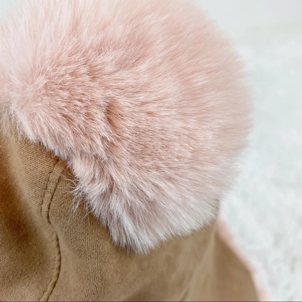 Crewcuts faux fur suede winter hat bear‎ ear pink hat